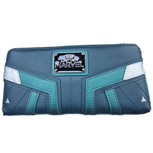 Loungefly x Marvel Captain Marvel Green Suit Long Zip Wallet - Picture 1 of 10